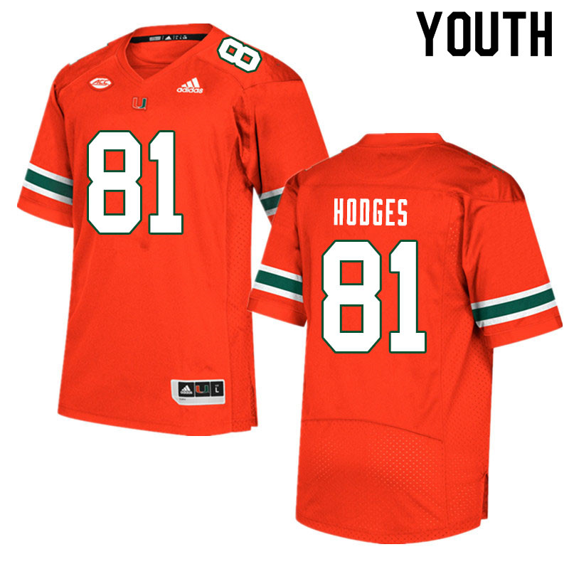 Youth #81 Larry Hodges Miami Hurricanes College Football Jerseys Sale-Orange